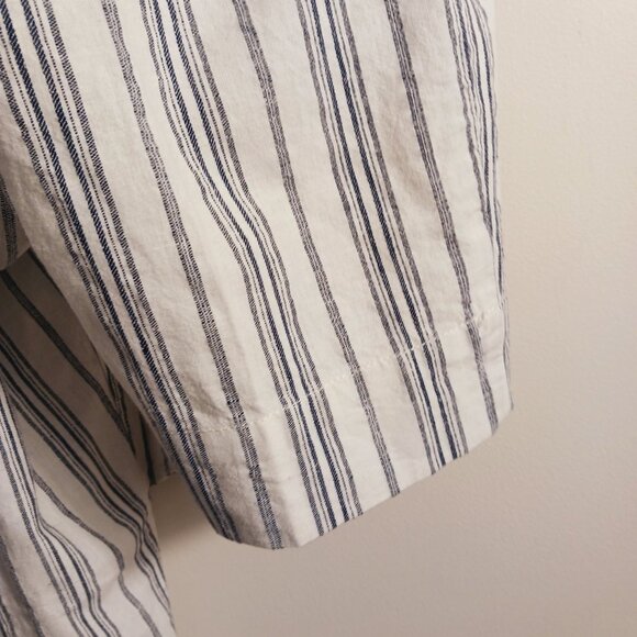 NWT Madewell, Size 14, White Navy Stripe Linen Blend Paper Bag  Crop Pants - Picture 9 of 16